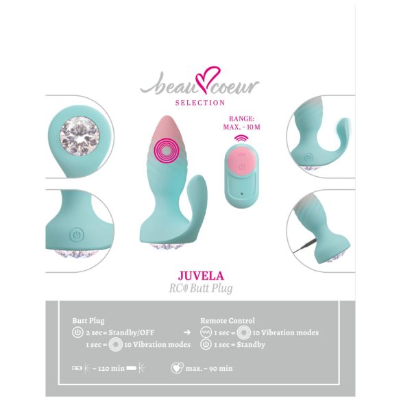 Beau Coeur Juvela - vibrációs anál plug (türkiz)