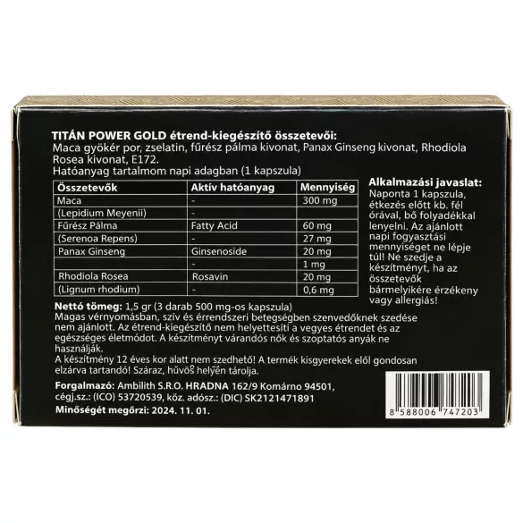 Titán Power Red - étrend-kiegészítő kapszula férfiaknak (3 db)