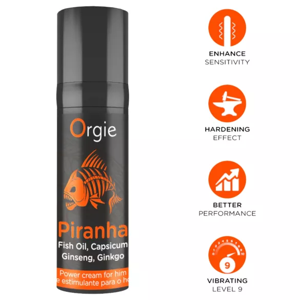 Orgie Piranha Power Cream - stimuláló krém férfiaknak (15 ml)