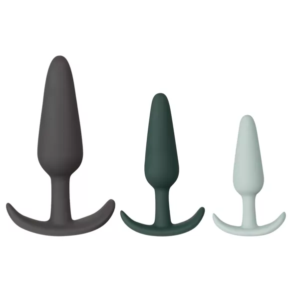 Amaysin - fekete-zöld szilikon anál plug szett kezdőknek (3 db)