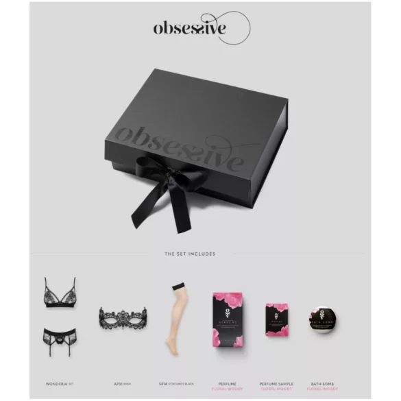 Obsessive Wonderia - fehérneműs ajándék doboz - 6 részes (fekete)