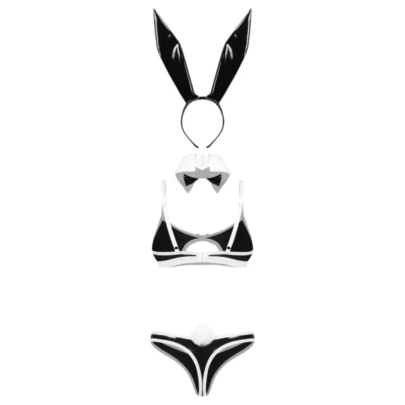 Obsessive Night Bunny - négyrészes nyuszi jelmez nőknek (fekete)