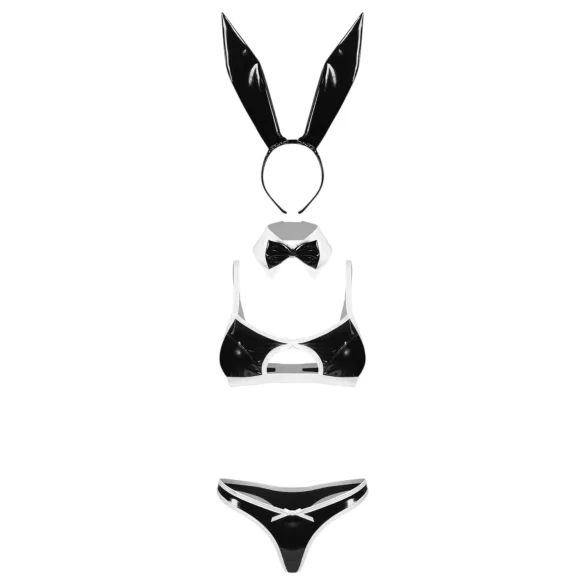 Obsessive Night Bunny - négyrészes nyuszi jelmez nőknek (fekete)