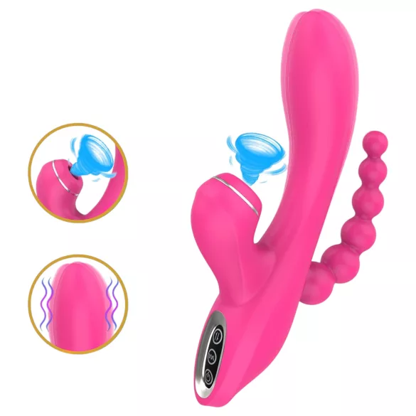 Erospace Sweet Play - G-pont vibrátor anál szondával és szívással (rózsaszín)