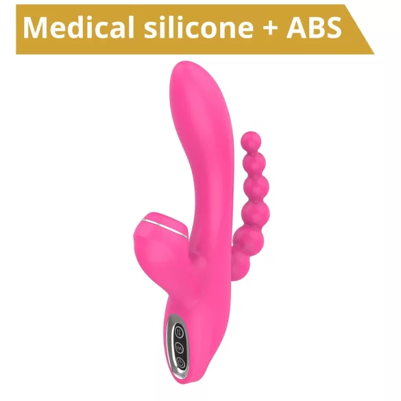 Erospace Sweet Play - G-pont vibrátor anál szondával és szívással (rózsaszín)