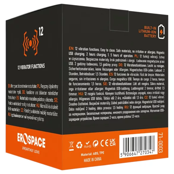 Erospace Men's Play - diszkrét vibrációs maszturbátor férfiaknak (fehér)