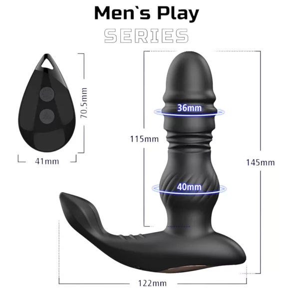 Erospace Men's Play - fel-le mozgó prosztata vibrátor (fekete)