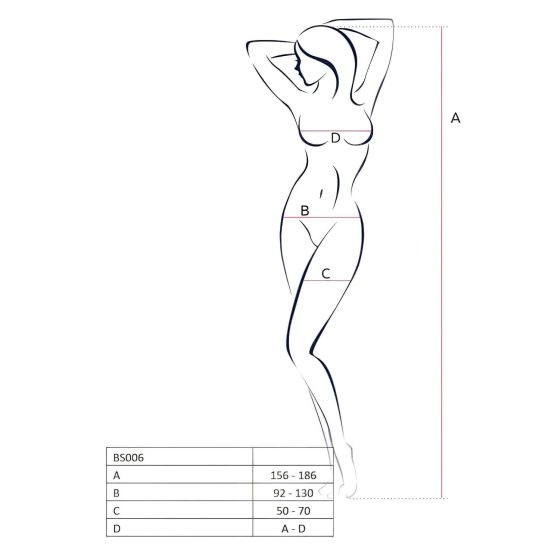 Passion BS006 - harisnyatartó optikás nyitott necc overall (fehér) - S-L