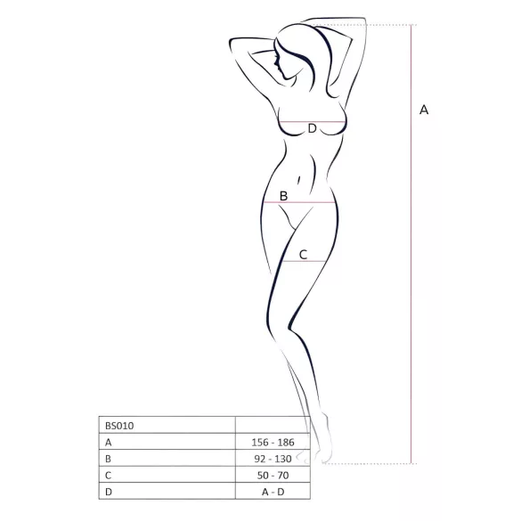 Passion BS010 - nyitott necc overál (fekete) - S-L