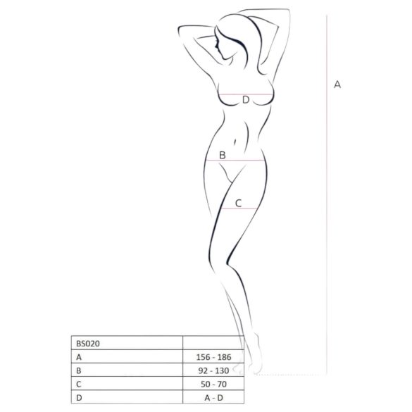 Passion BS020 - díszített nyitott overál (fekete) - S-L