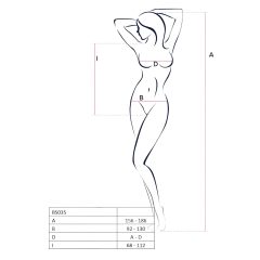   Passion BS035 - extrém vállpántos, nyitott necc body (fekete) - S-L