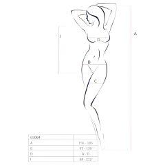   Passion BS064 - angyalszárnyas, nyitott necc body (piros) - S-L