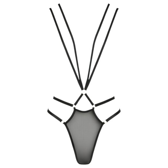 Passion Devil Meggy - fém gyűrűs testhám body (fekete)