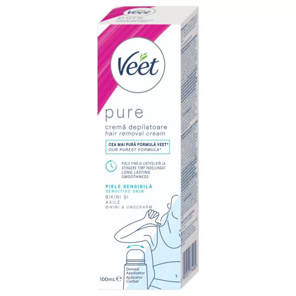 Veet Pure - szőrtelenítő krém bikinivonalra és hónaljra - érzékeny bőrre (100 ml)