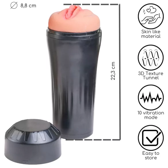 Desirel True Touch - élethű vibrációs műpunci maszturbátor (natúr)