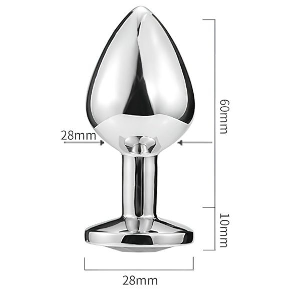Sunfo - fém anál plug szív alakú arany kővel (ezüst)