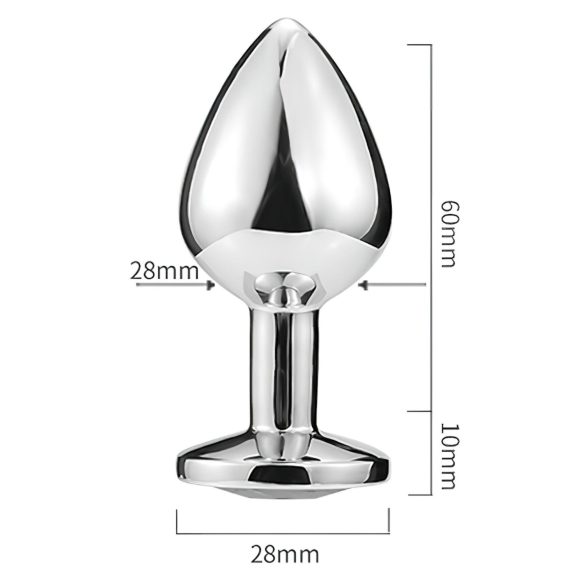 Sunfo - fém anál plug szív alakú sötétlila kővel (ezüst)