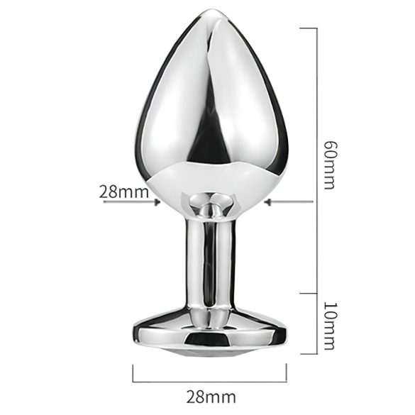 Sunfo - fém anál plug szív alakú lila kővel (ezüst)