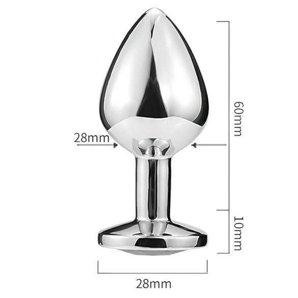 Sunfo - fém anál plug szív alakú kék kővel (ezüst)