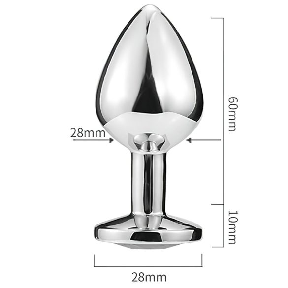 Sunfo - fém anál plug szív alakú világos kék kővel (ezüst)