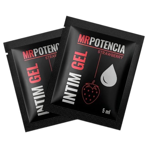 MrPotencia Straw Intim Gel - vízbázisú síkosító - eper (5ml)