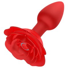 Rose Plug - akkus, rádiós anál vibrátor (piros)