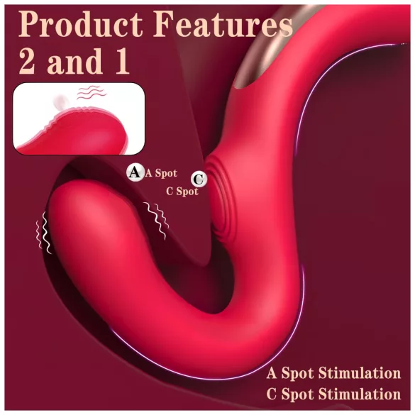 SEX HD Genie - G-pont és csiklóvibrátor (piros)