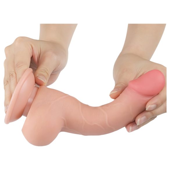 Lovetoy Sliding-Skin - tapadókorongos kétrétegű dildó - 19,5cm (natúr)