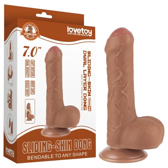 Lovetoy Sliding-Skin - herés kétrétegű dildó - 18,3cm (natúr)