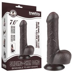   Lovetoy Sliding-Skin - herés kétrétegű dildó - 18,3cm (barna)