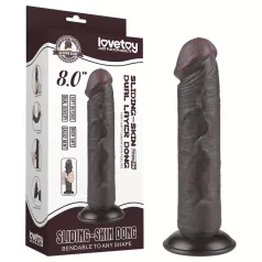   Lovetoy Sliding-Skin - tapadókorongos kétrétegű dildó - 20cm (barna)