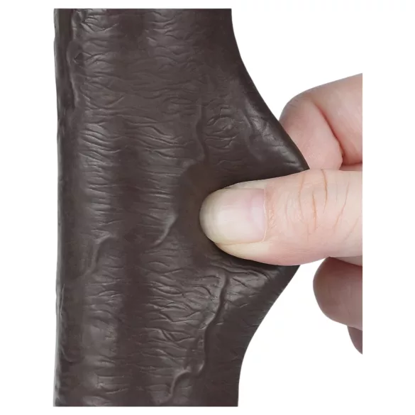 Lovetoy Sliding-Skin - tapadókorongos kétrétegű dildó - 20,8cm (barna)