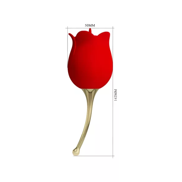 Pretty Love Rose Lover - nyelves 2in1 csikló vibrátor (piros)
