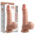 Dual Density - tapadókorongos, herés élethű dildó - 18cm (natúr)