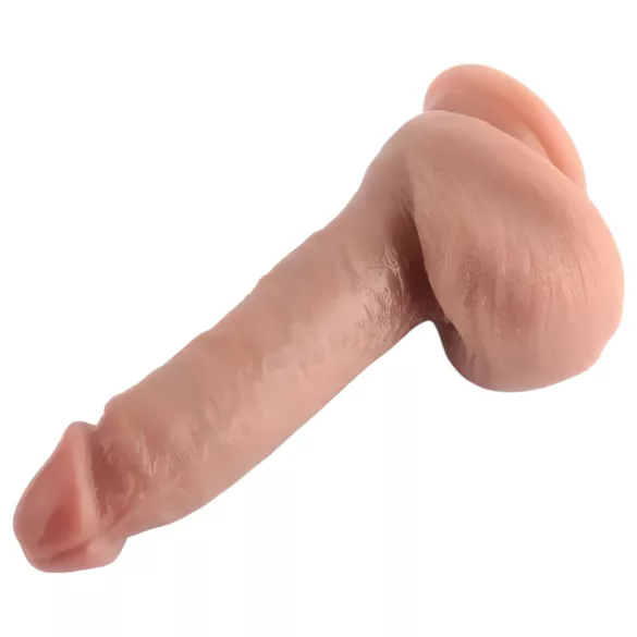 Dual Density - tapadókorongos, herés élethű dildó - 18cm (natúr)