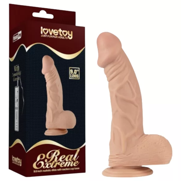 Lovetoy Real Extreme - tapadókorongos dildó - 23 cm (natúr)