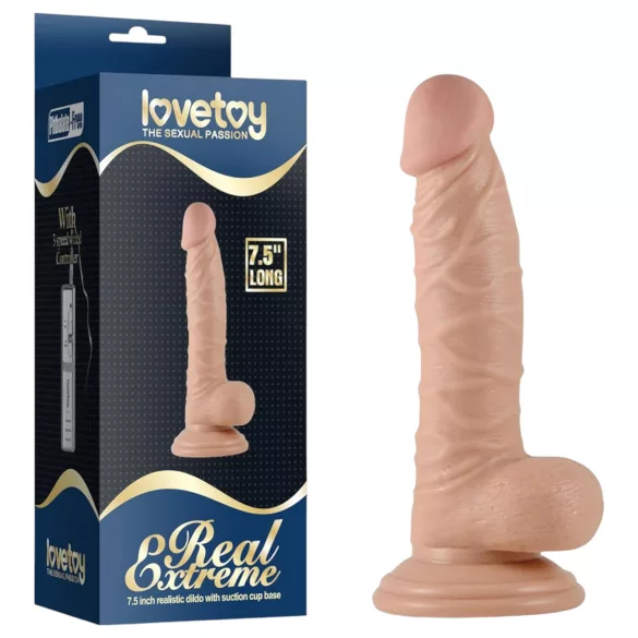 Real Extreme - tapadókorongos, herés G-pont dildó - 19 cm (natúr)