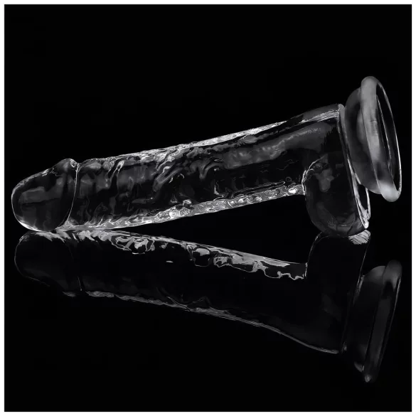 Lovetoy Flawless Clear - tapadókorongos dildó - 19 cm (átlátszó)