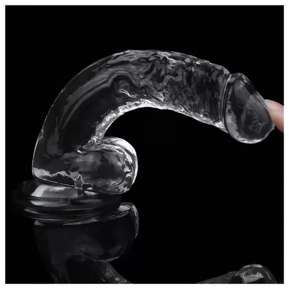Lovetoy Flawless Clear - tapadókorongos dildó - 19 cm (átlátszó)