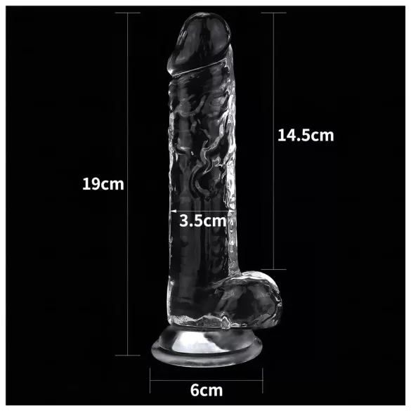 Lovetoy Flawless Clear - tapadókorongos dildó - 19 cm (átlátszó)