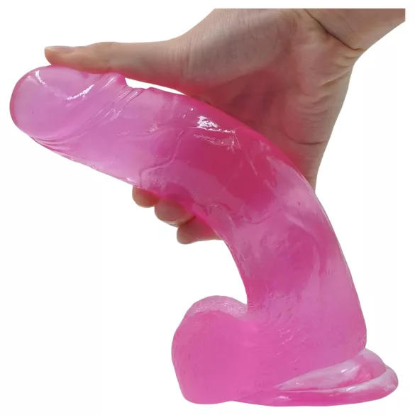 Lovetoy Jelly Studs - tapadókorongos dildó - 20cm (pink)