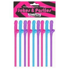 Lovetoy - realisztikus pénisz szívószál (pink-kék-lila) Lovetoy - realisztikus pénisz szívószál (pink-kék-lila)