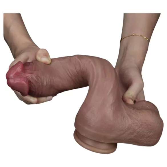 Lovetoy Nature Cock - kétrétegű élethű dildó - 26 cm (barna)