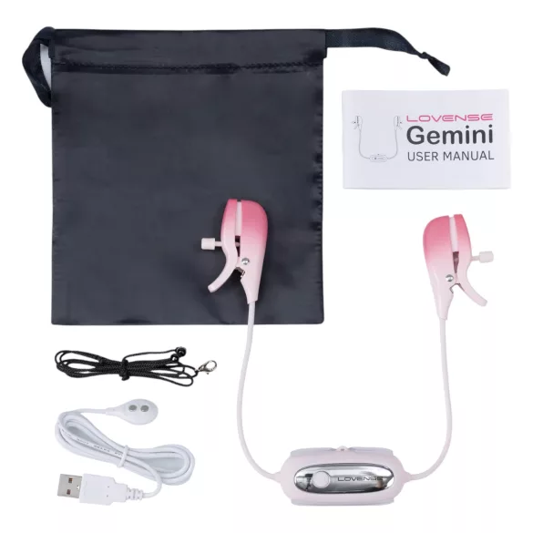 Lovense Gemini - app-vezérelt vibrációs mellbimbó csipesz (pink)