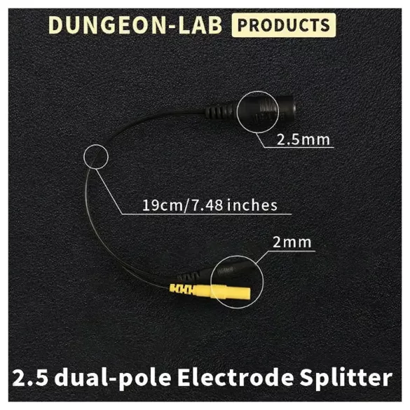 DG-LAB - elektróda elosztó 2,5 mm-es aljzatról 2 mm-esre (fekete)