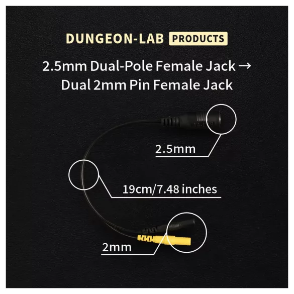 DG-LAB - elektróda elosztó 2,5 mm-es aljzatról 2 mm-esre (fekete)