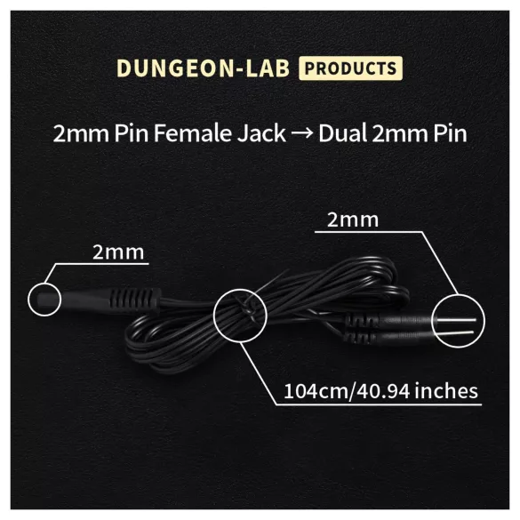DG-LAB - 2 mm-es elektróda hosszabbító és elosztó kábel (fekete)