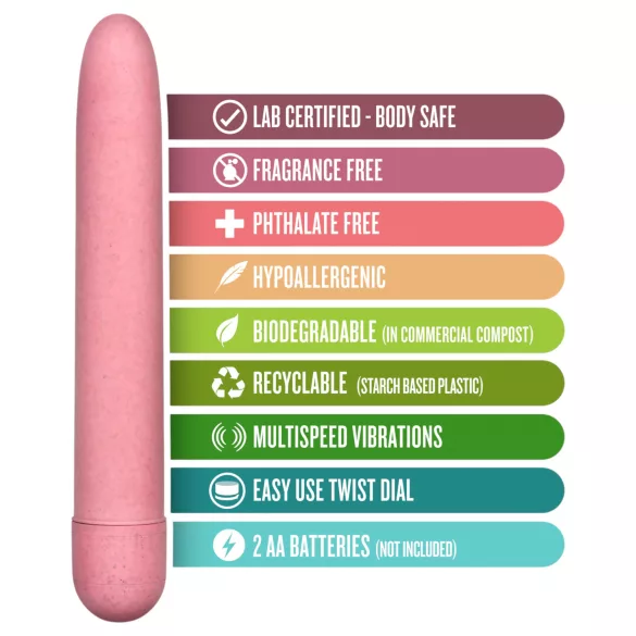Gaia Eco L - pink környezetbarát, biolebomló rúdvibrátor (nagy)