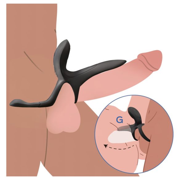 Honey Play Box Pleasure Pivot - okos vibrációs pénisz- és heregyűrű (fekete)