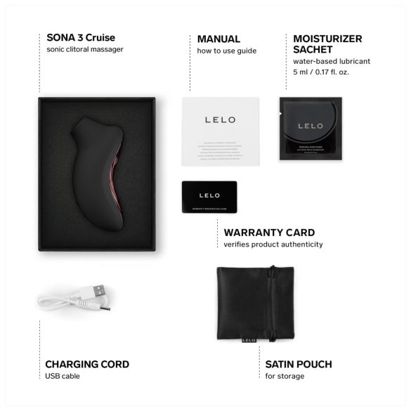 LELO Sona 3 Cruise - hanghullámos csiklóizgató (fekete)